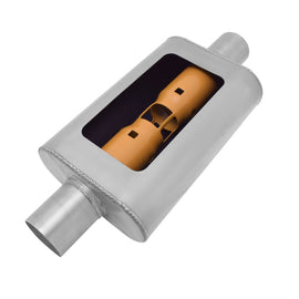 Gibson MWA Superflow Center/Center Oval Muffler - 4x9x14in/2.25in Inlet/2.25in Outlet - Stainless BM0106