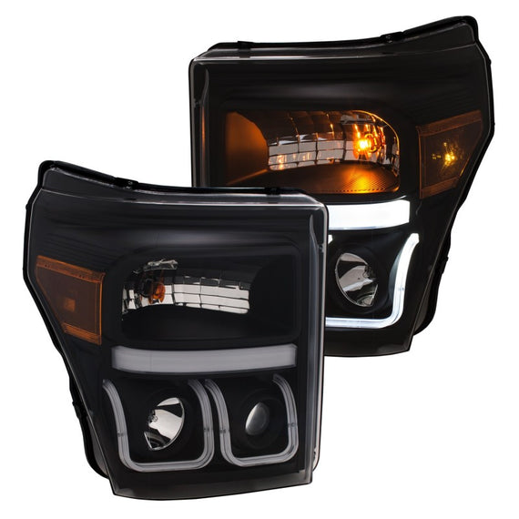 Anzo 111386 Headlights w/ Switchback LED U-Bar for 2011-2016 Ford F-250/350/450 111386