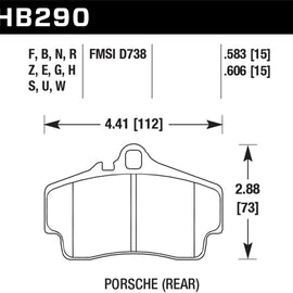 Hawk Performance HB290U.606 DTC-70 Disc Brake Pad Fits 97-08 911 Boxster HB290U.606