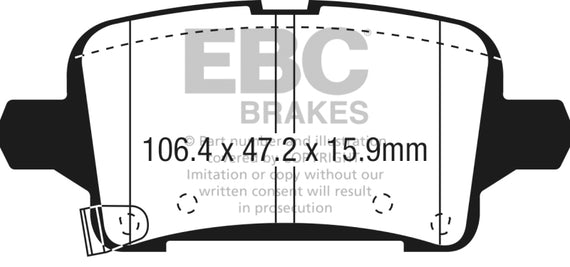 EBC 2016+ Chevrolet Malibu 1.5L Turbo (Elec PB) Ultimax2 Rear Brake Pads UD1915