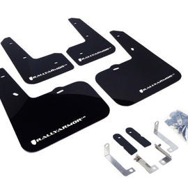 Rally Armor Mud Flaps Guards for 12-17 Veloster (Black w/White Logo) MF24-UR-BLK/WH