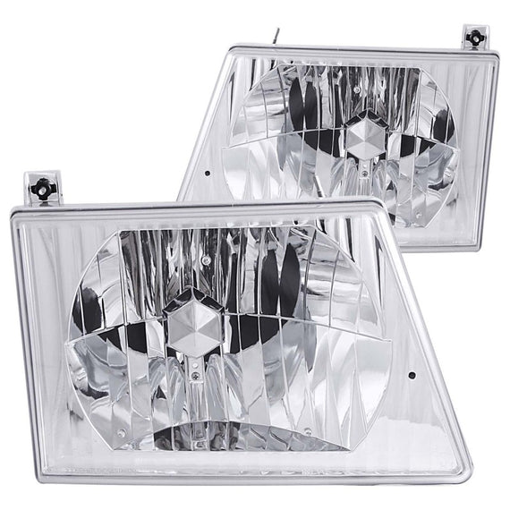 Anzo 111026 Chrome Halogen Bulb Crystal Headlights for 92-06 E-150/E-250/E-450 111026