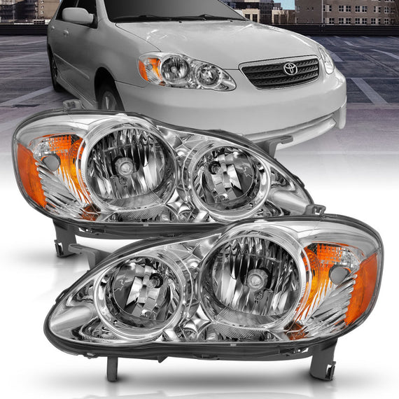 ANZO for 2005-2008 Toyota Corolla Crystal Headlight Chrome Amber - anz121540 121540