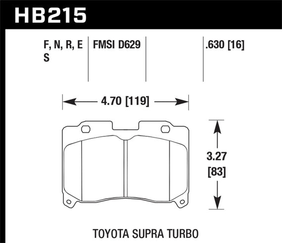 Hawk HP+ Front Brake Pads for 93-98 Supra TT - HB215N.630 HB215N.630