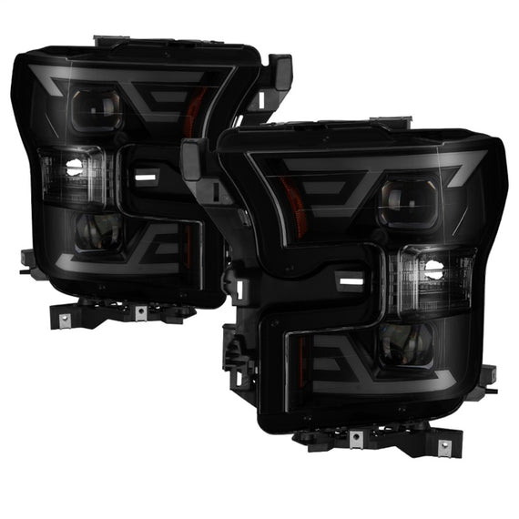 xTune 15-17 Ford F-150 DRL LED Light Bar Projector Headlights - Black Smoke (PRO-JH-FF15015-LB-BSM) 9042942