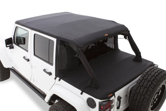 Bushwacker 07-18 Jeep Wrangler JK 2-Door Fastback Trail Armor Twill Flat Back Soft Top - Black 15235