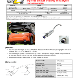 HKS Hi-Power Muffler SPEC-L2 GE8 L15A HONDA 32016-AH129