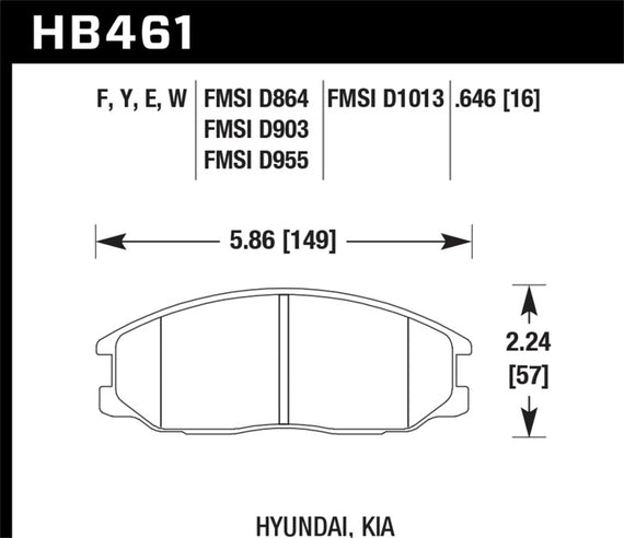 Hawk HPS Brake Pads for Hyundai, Kia HB461F.646 Front HB461F.646