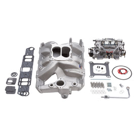Edelbrock Manifold And Carb Kit Performer RPM Pontiac Natural Finish 2056