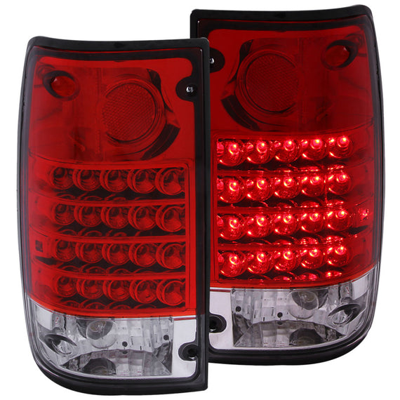 Anzo 311043 Red Housing Clear Lens L.E.D. Bulb Tail Lights for 89-95 Pickup 311043
