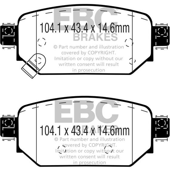 EBC for 2017+ Mazda 3 2.0L Yellowstuff Rear Brake Pads - ebcDP43081R DP43081R