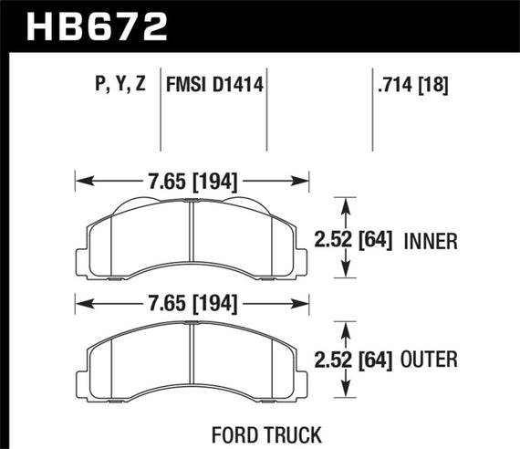 Hawk LTS Disc Brake Pads - HB672Y.714 HB672Y.714