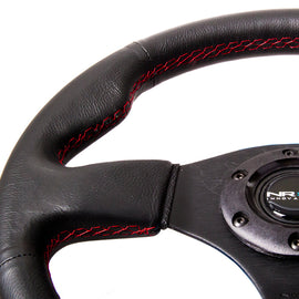 NRG Reinforced Steering Wheel (320mm) Leather w/Red Stitch RST-012R-RS