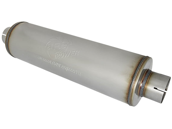 aFe MACH Force-Xp 409 SS Muffler 3-1/2in ID Center/Center x 7in Dia x 24in L - Round Body 49M00024