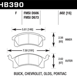 Hawk 99 Cavalier HPS Street Front Brake Pads HB390F.602
