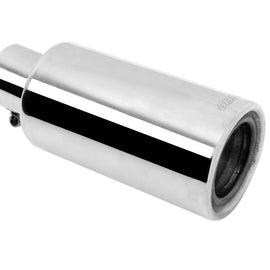 Gibson Rolled Edge Angle-Cut Muffler Quiet Tip - 4in OD/2.25in Inlet/12in Length - Stainless 500659