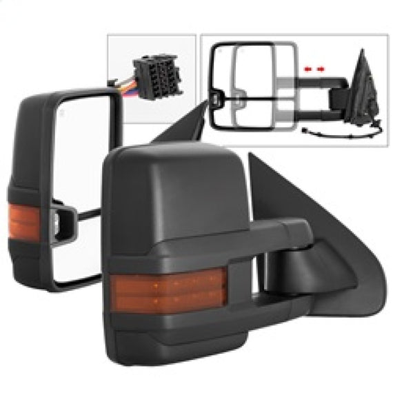 xTune Chevy Silverado 14-16 Heated Amber LED Signal Telescoping Mirrors MIR-CSIL14S-G2-PWH-AM-SET 9936708
