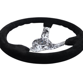 NRG Reinforced Steering Wheel (350mm / 3in. Deep) Blk Suede w/Hydrodipped Digi-Camo Spokes RST-036DC-S