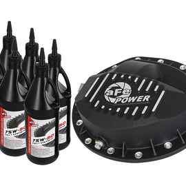 AFE Rear Differential Cover Black w/Machined Fins Nissan Titan XD 16-19 - w/Oil 46-70362-WL