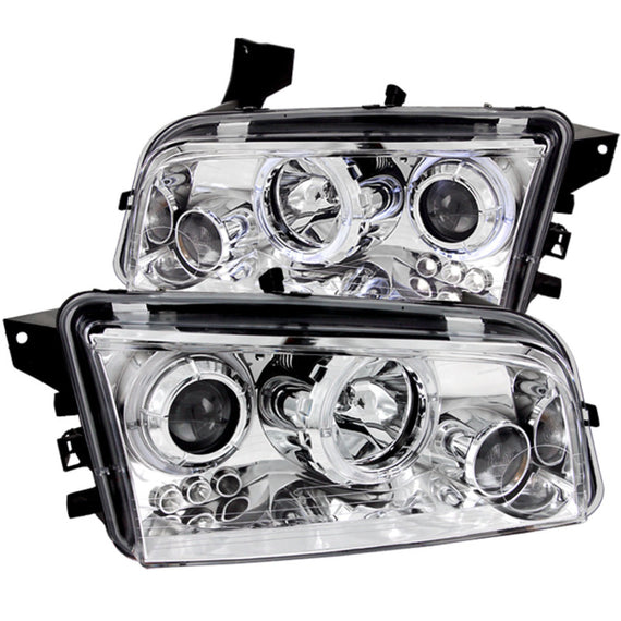 ANZO 2006-2010 Dodge Charger Projector Headlights w/ Halo Chrome 121382