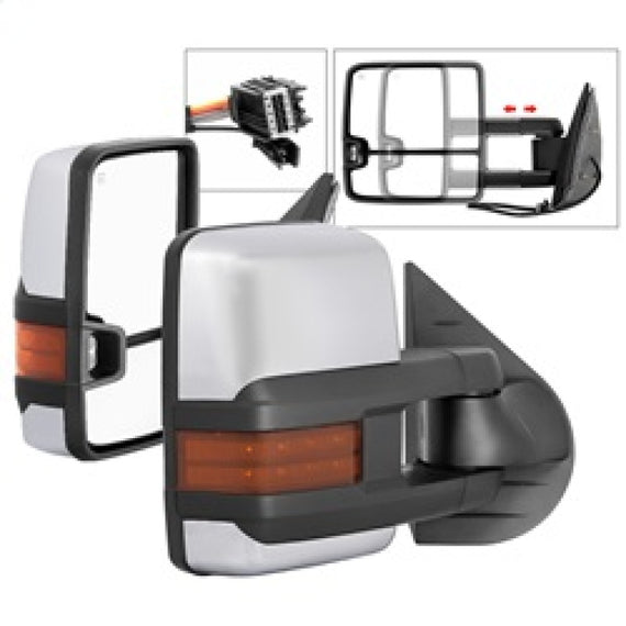 xTune Chevy Silverado 07-13 Heated Amber LED Signal Mirrors Chrome MIR-CSIL07S-G3C-PWH-AM-SET 9936760