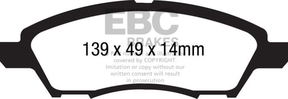 EBC 12+ Nissan Versa 1.6 Ultimax2 Front Brake Pads UD1592
