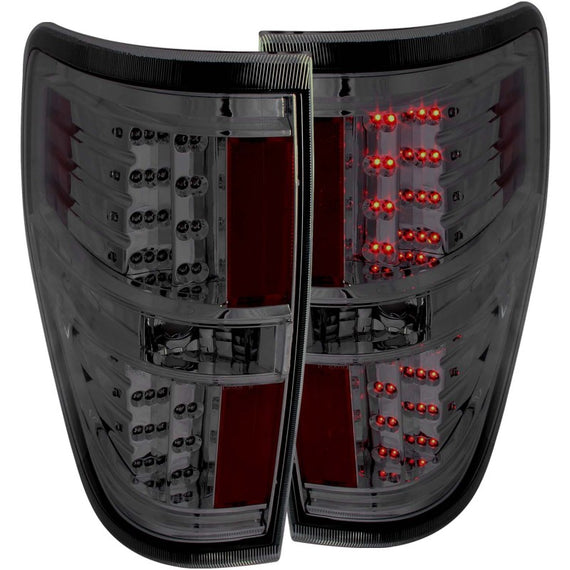 Anzo 311170 Chrome Smoke Lens LED Tail Lights Red/White for 09-14 Ford F150 311170