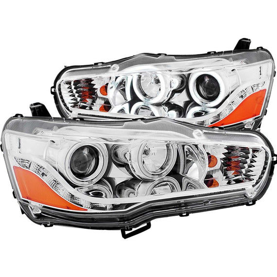 ANZO 2008-2015 Mitsubishi Lancer Projector Headlights w/ Halo Chrome (CCFL) 121427