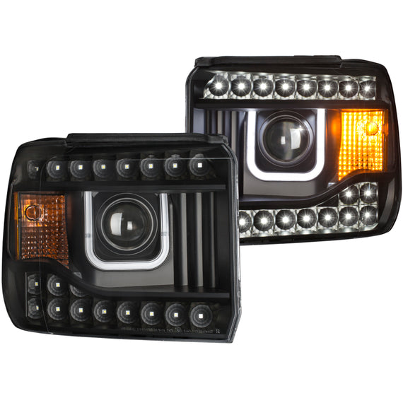 Anzo 111316 BlackClear U-Bar Projector Headlights LED for 14-16 GMC Sierra2500HD 111316
