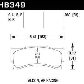 Hawk HP Plus AP Racing/Alcon 25mm Brake Pads HB349N.980