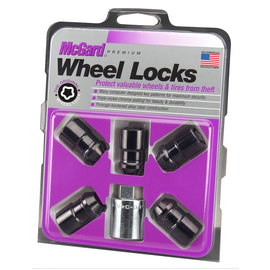 McGard Wheel Lock Set 5pk 12X1.5 NUT CONE SEAT, 3/4 HEX, 1.46"OAL-BLACK 24526