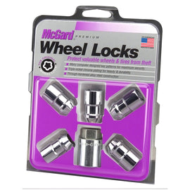 McGard Wheel Lock Set 5pk 12X1.5 NUT CONE SEAT, 3/4 HEX, 1.46"OAL-CHROME 24537