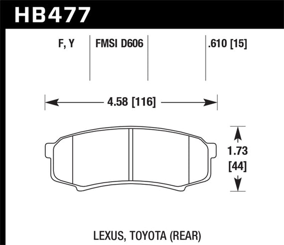 New Disc Brake Pad Set-HPS Disc Brake Pad Rear Hawk Perf HB477F.610 HB477F.610