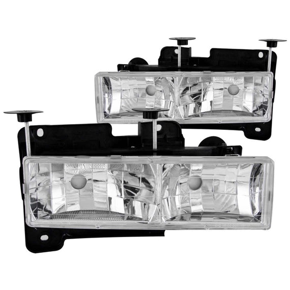 Anzo 111136 Chrome Clear Lens Crystal Headlights for 94-00 Chevrolet C3500 111136