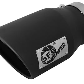 aFe MACHForce XP 5in 304 Stainless Steel Exhaust Tip 5 In x 7 Out x 12L in Bolt On Right - Black 49T50702-B12