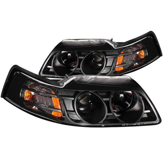 Anzo 121042 Projector Headlights Black Clear Lens for 99-04 Ford Mustang 121042