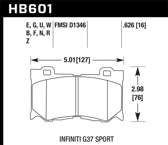 Hawk DTC-60 Brake Pads for 09 350Z, 09-16 370Z, Infiniti HB601G.626 Front HB601G.626