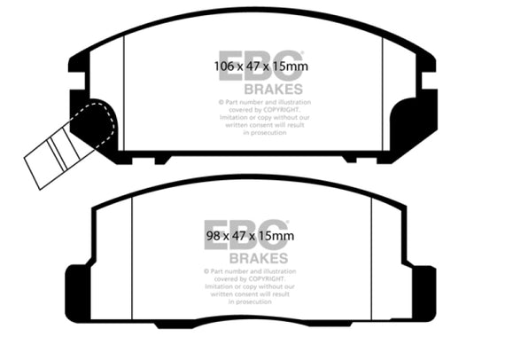 EBC DP41107R YELLOWSTUFF ULTIMATE RACE BRAKE PADS - REAR DP41107R