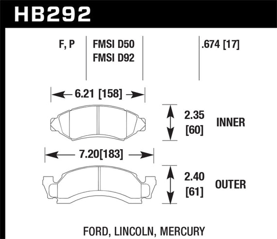 Hawk HB292P.674 SD SuperDuty High Friction Truck Brake Pads [Front Set] HB292P.674