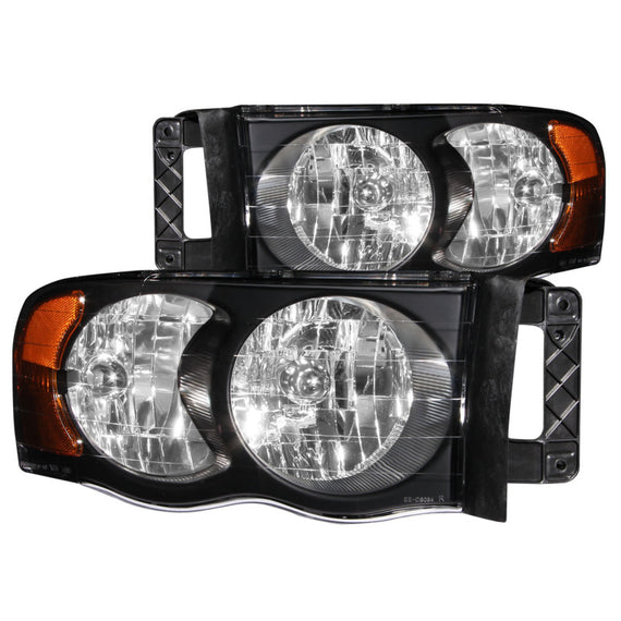 ANZO CRYSTAL HEADLIGHTS BLACK FITS 2002-2005 DODGE RAM 1500 111022 111022