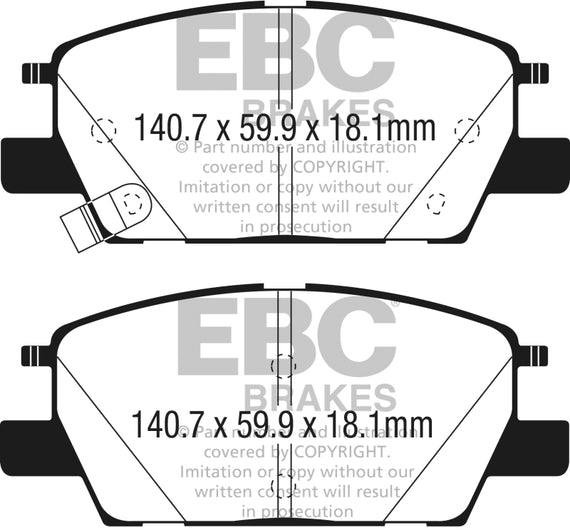 EBC 2016+ Chevrolet Malibu 1.5L Turbo (Elec PB) Greenstuff Front Brake Pads DP23068