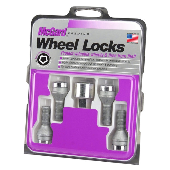 McGard Wheel Lock Set 4pk 14X1.5 BOLT CONE SEAT, 19MM HEX, 31.0MM SHK-CHROME 27000