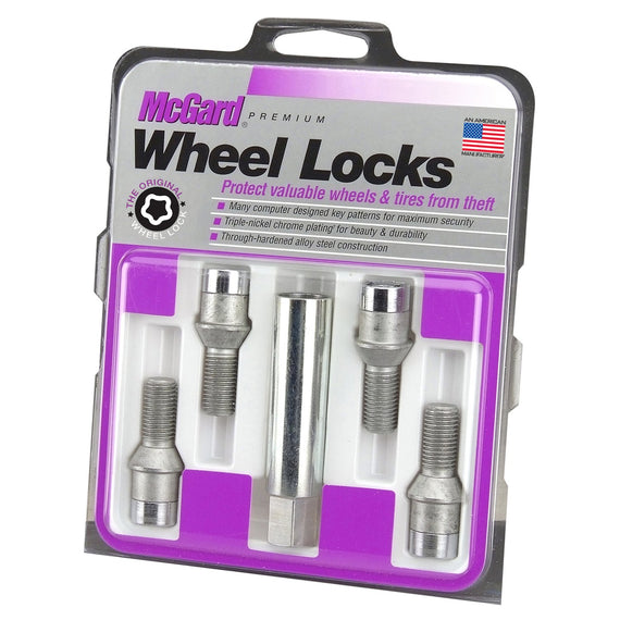 McGard Wheel Lock Set 4pk 14X1.5 TUNER BOLT CONE SEAT, 17MM HEX, 28.6MM SHK-CHROME 27201