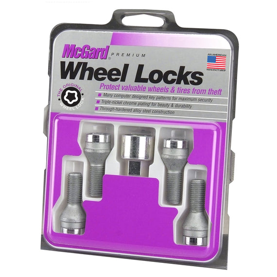 McGard Wheel Lock Set 4pk 12X1.5 BOLT CONE SEAT, 17MM HEX, 22.2MM SHK-CHROME 27204