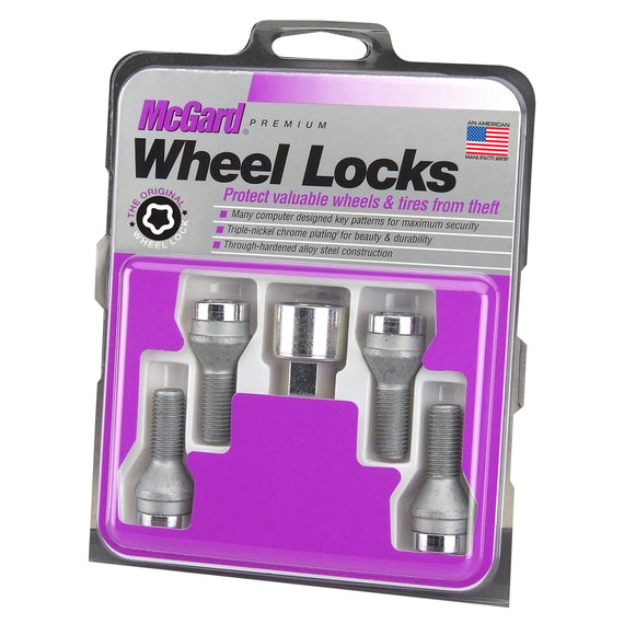 McGard Wheel Lock Set 4pk 14X1.5 BOLT CONE SEAT, 17MM HEX, 27.5MM SHK-CHROME 27222