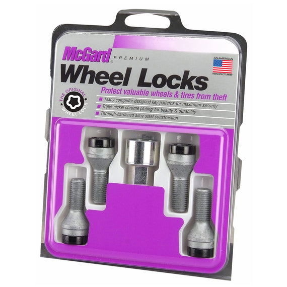 McGard Wheel Lock Set 4pk 12X1.25 BOLT CONE SEAT, 19MM HEX, 25.6MM SHK-BLACK 27361