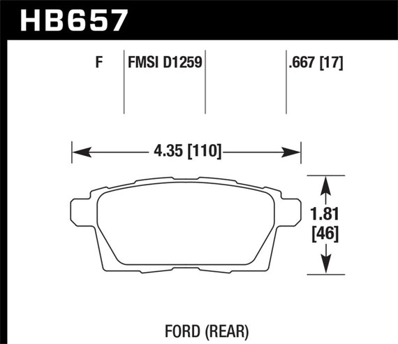 Disc Brake Pad Set-Sport Rear Hawk Perf HB657F.667 HB657F.667