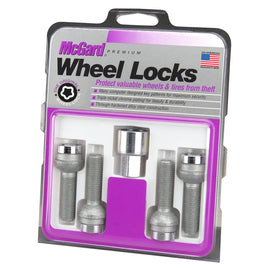 McGard Wheel Lock Set 4pk 14X1.5 BOLT RADIUS SEAT, 17MM HEX, 45.0MM SHK-CHROME 28017