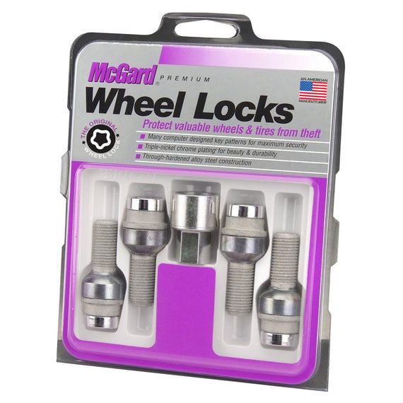 McGard Wheel Lock Set 4pk 14X1.5 BOLT RADIUS SEAT, 17MM HEX, 28.2MM SHK-CHROME 28020