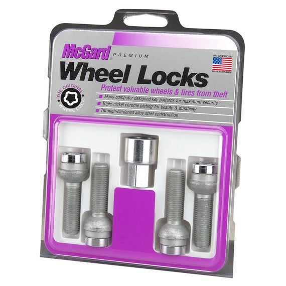 McGard Wheel Lock Set 4pk 12X1.5 BOLT RADIUS SEAT, 17MM HEX, 39.9MM SHK-CHROME 28023